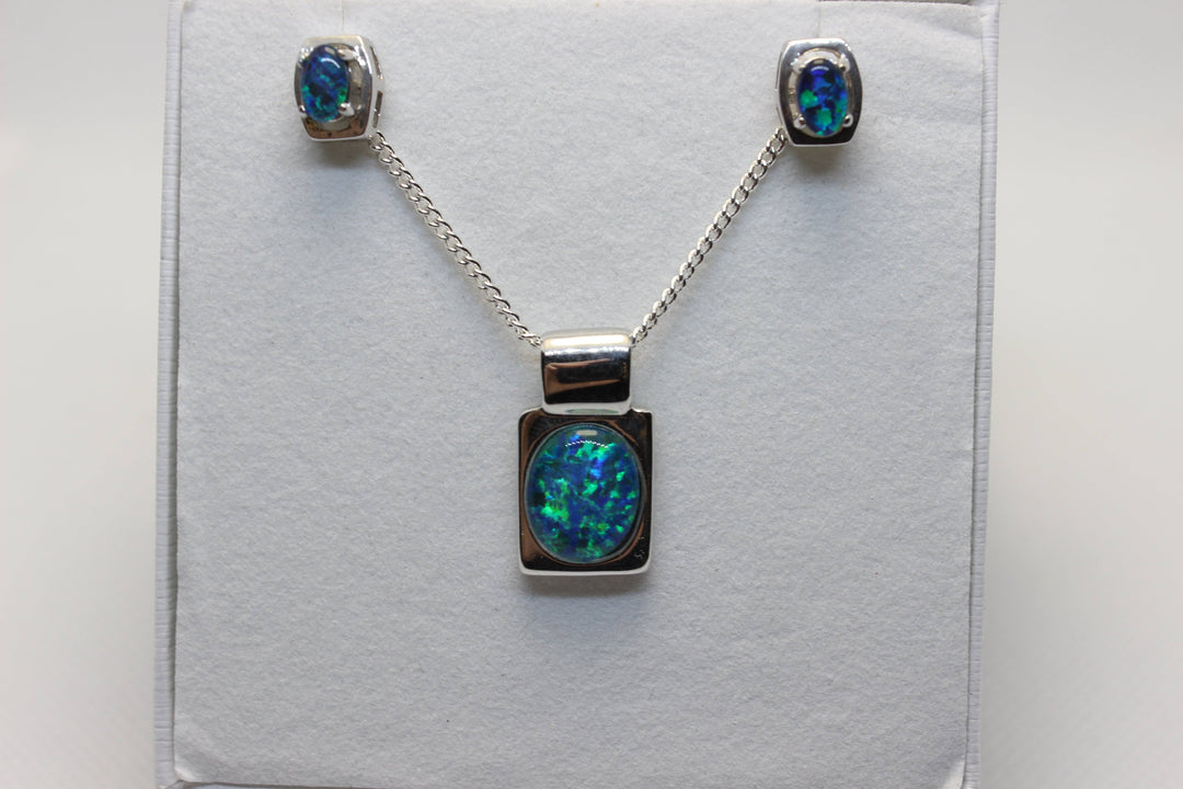 Australian Triplet Opal Set in Sterling Silver Setting Set Australian Opal House 