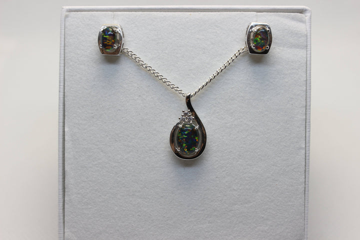 Australian Triplet Opal Set in Sterling Silver Setting Set Australian Opal House 