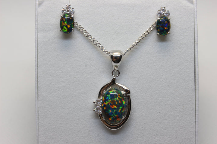 Australian Triplet Opal Set in Sterling Silver Setting Set Australian Opal House 