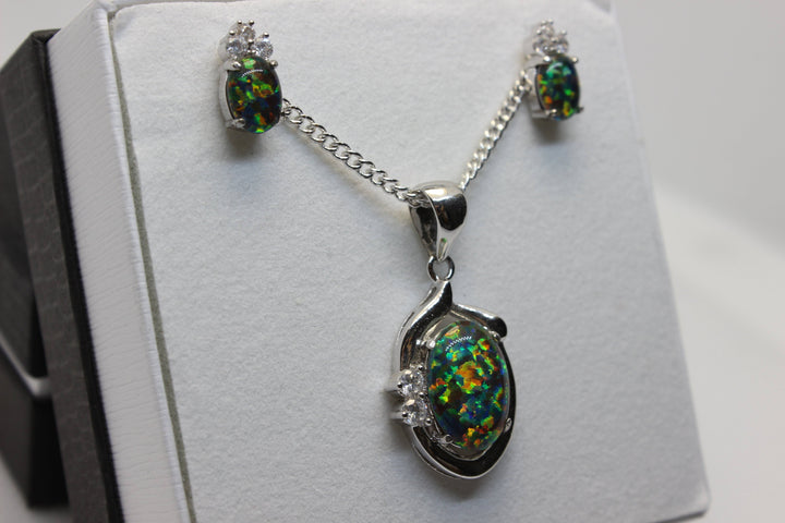 Australian Triplet Opal Set in Sterling Silver Setting Set Australian Opal House 