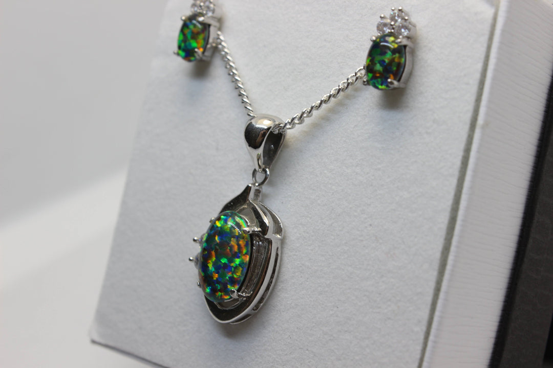 Australian Triplet Opal Set in Sterling Silver Setting Set Australian Opal House 