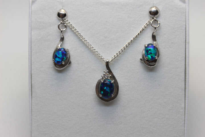 Australian Triplet Opal Set in Sterling Silver Setting Set Australian Opal House 