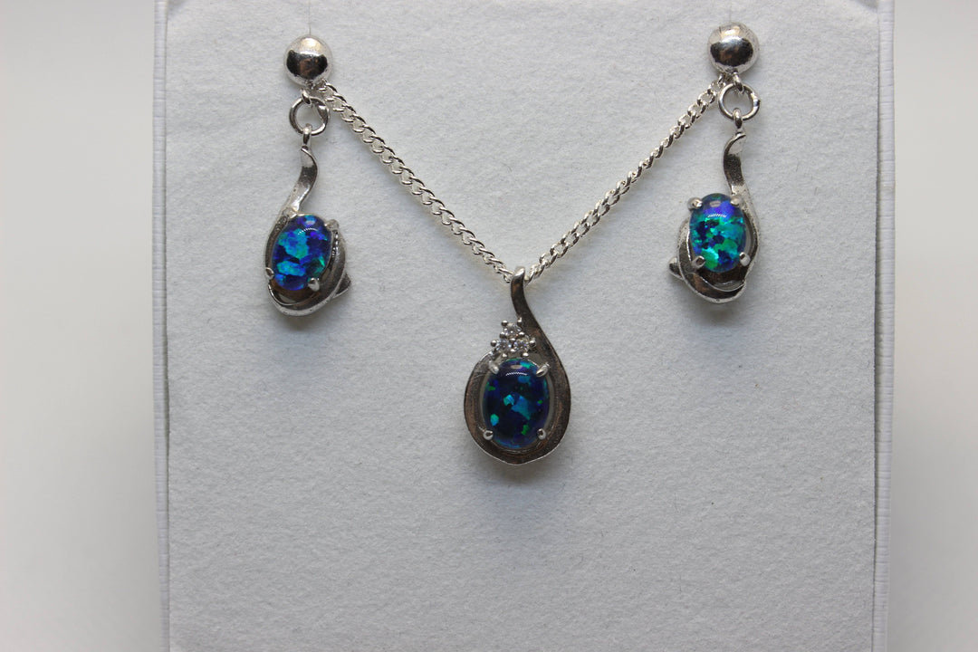 Australian Triplet Opal Set in Sterling Silver Setting Set Australian Opal House 