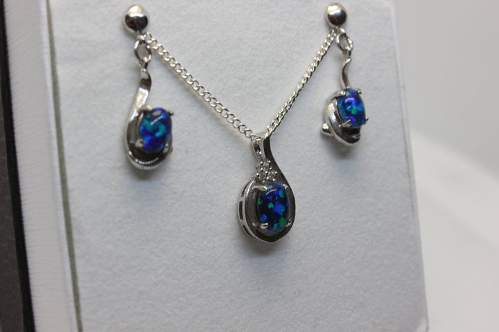 Australian Triplet Opal Set in Sterling Silver Setting Set Australian Opal House 