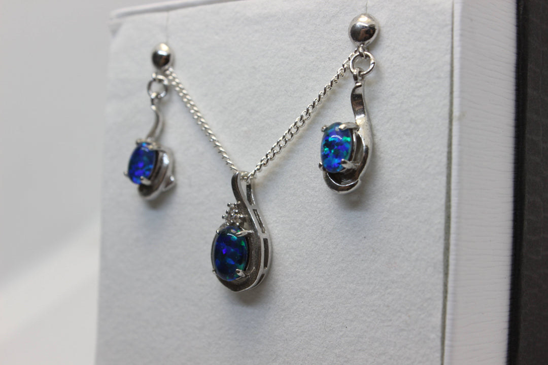 Australian Triplet Opal Set in Sterling Silver Setting Set Australian Opal House 