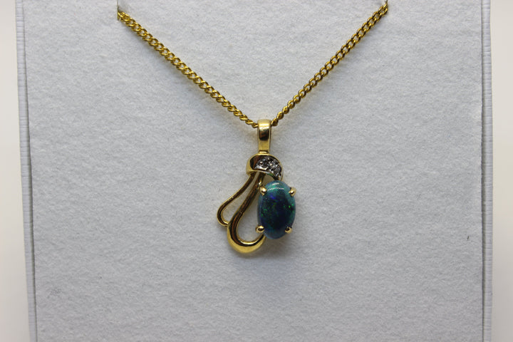 Australian Natural Black Opal Pendant in 18k Yellow Gold Setting Pendant Australian Opal House 