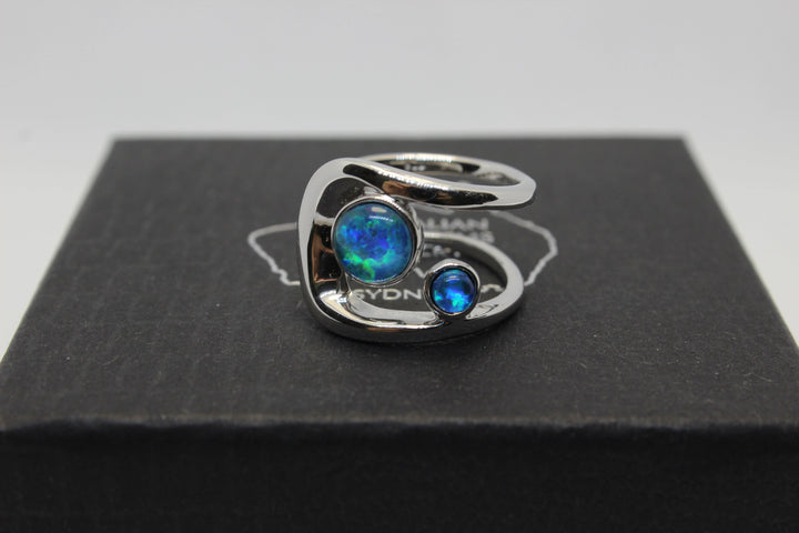 Australian Triplet Opal Ring in Sterling Silver Setting Adjustable Rings Australian Opal House 