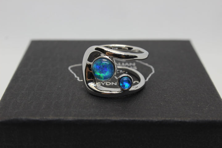 Australian Triplet Opal Ring in Sterling Silver Setting Adjustable Rings Australian Opal House 