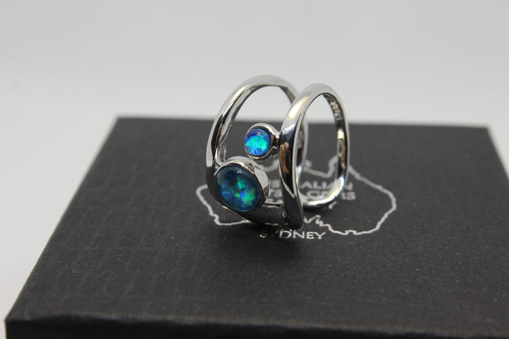 Australian Triplet Opal Ring in Sterling Silver Setting Adjustable Rings Australian Opal House 