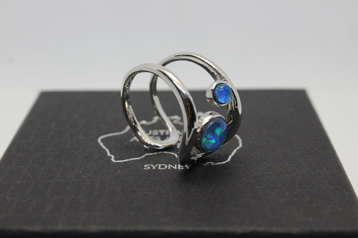 Australian Triplet Opal Ring in Sterling Silver Setting Adjustable Rings Australian Opal House 