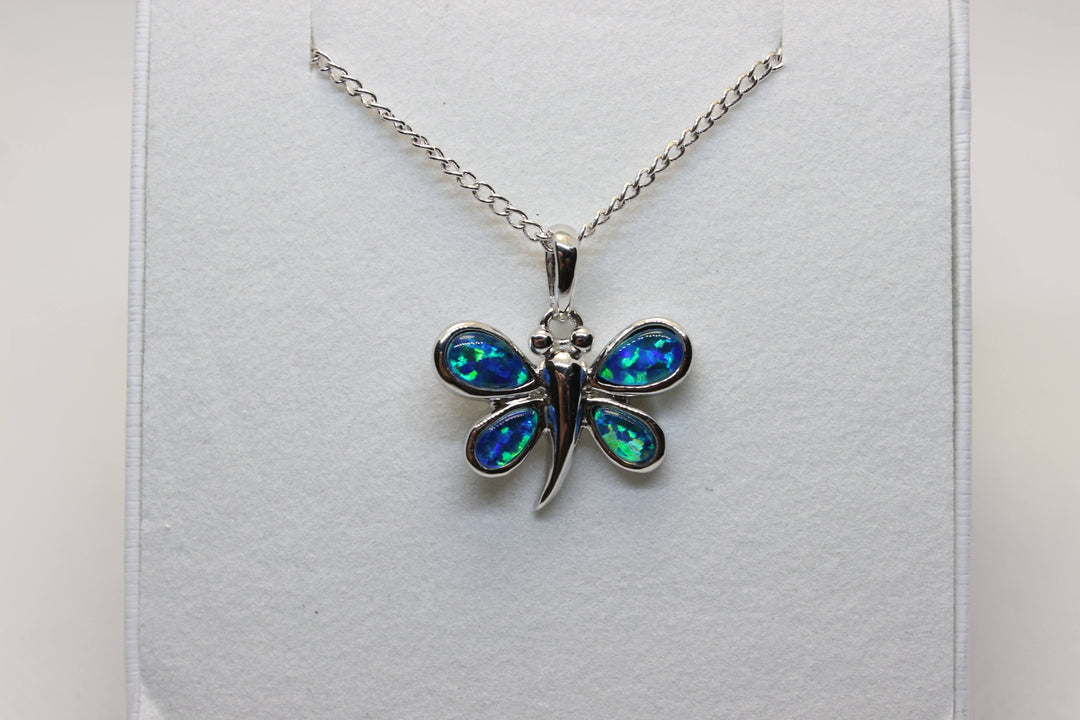 Australian Triplet Opal Pendant in Sterling Silver Butterfly Setting Pendant Australian Opal House 