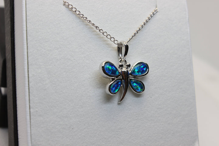 Australian Triplet Opal Pendant in Sterling Silver Butterfly Setting Pendant Australian Opal House 