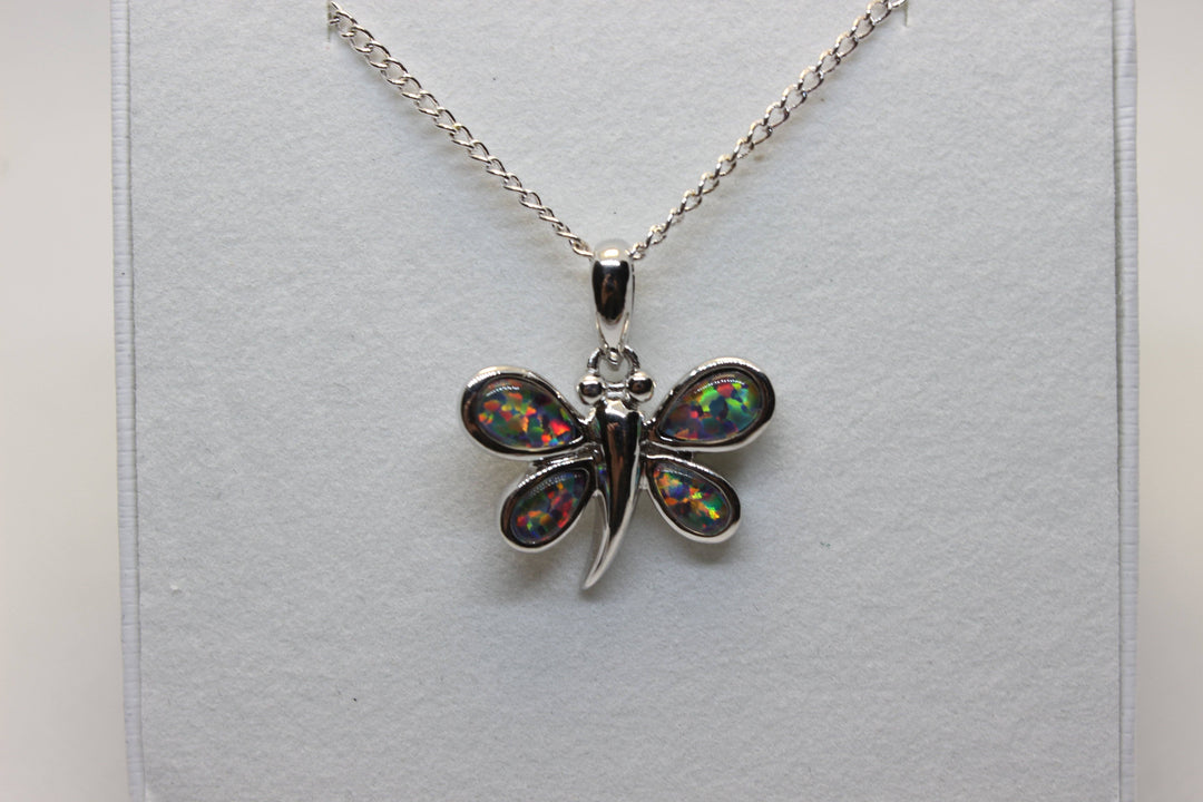 Australian Triplet Opal Pendant in Sterling Silver Butterfly Setting Pendant Australian Opal House Fire 