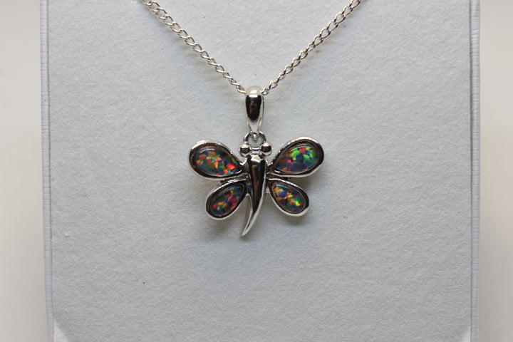 Australian Triplet Opal Pendant in Sterling Silver Butterfly Setting Pendant Australian Opal House 