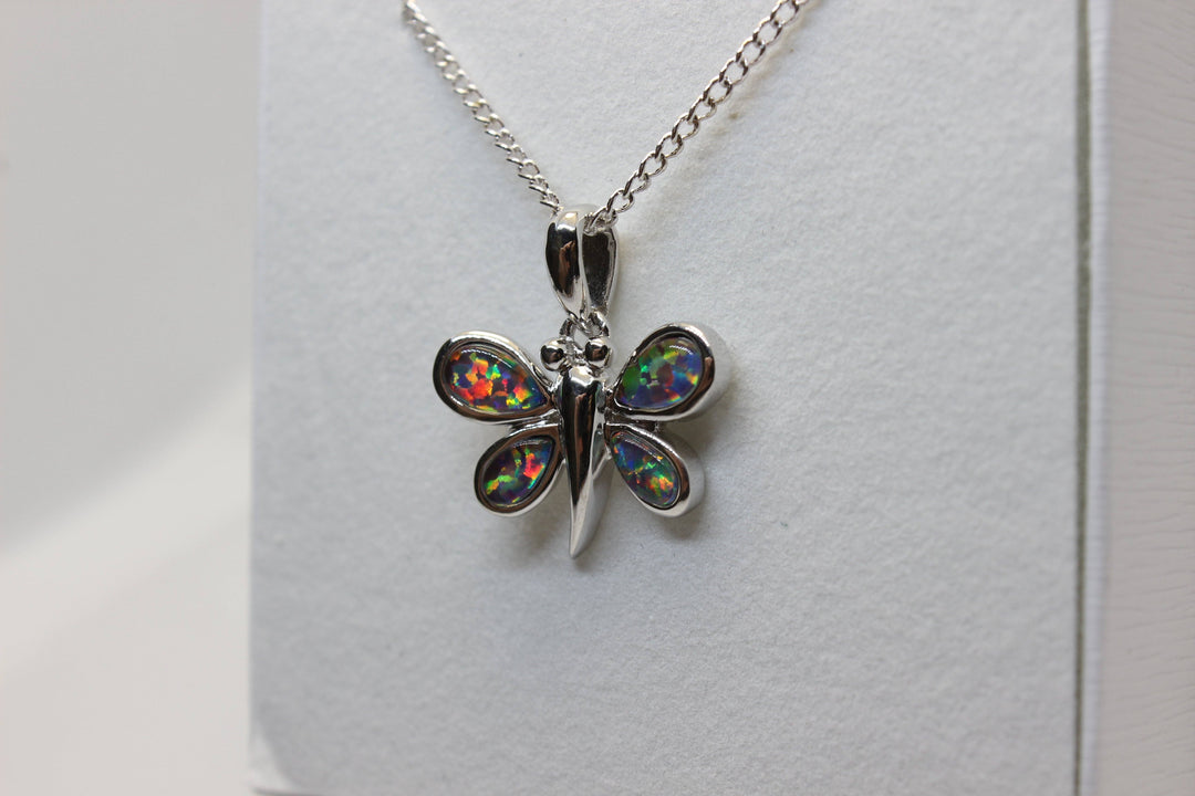 Australian Triplet Opal Pendant in Sterling Silver Butterfly Setting Pendant Australian Opal House 