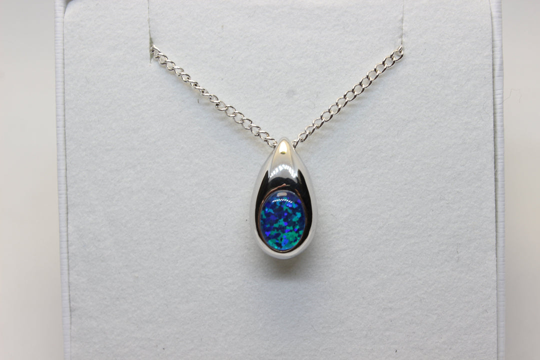 Australian Triplet Opal Pendant in Sterling Silver Setting Pendant Australian Opal House Blue 