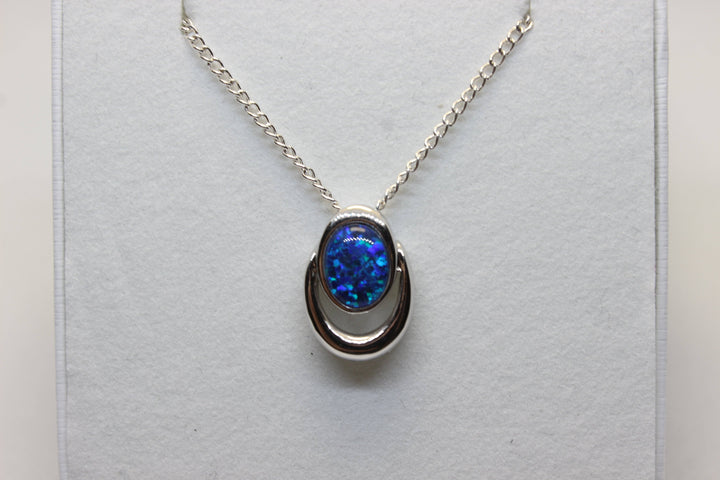 Australian Triplet Opal Pendant in Sterling Silver Setting Pendant Australian Opal House Blue 