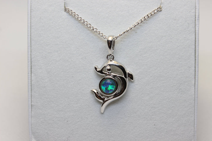 Australian Triplet Opal Pendant in Sterling Silver Dolphin Setting Pendant Australian Opal House 