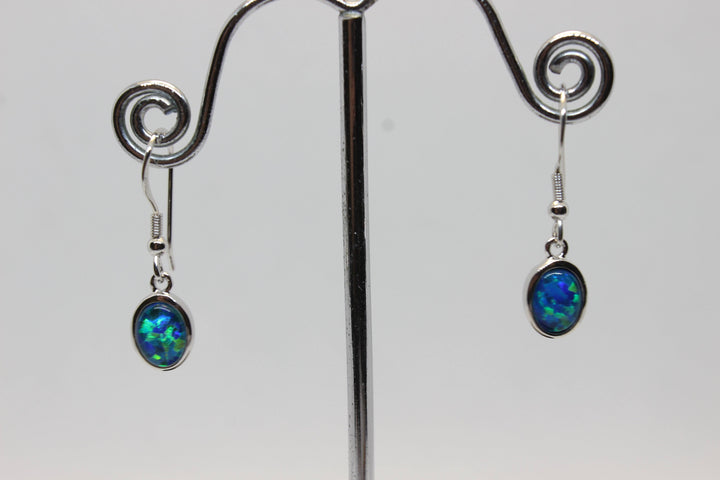 Australian Triplet Opal Hanging Earrings in Sterling Silver Setting Earrings Australian Opal House 