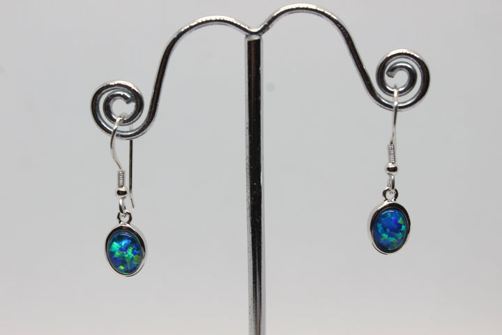 Australian Triplet Opal Hanging Earrings in Sterling Silver Setting Earrings Australian Opal House 