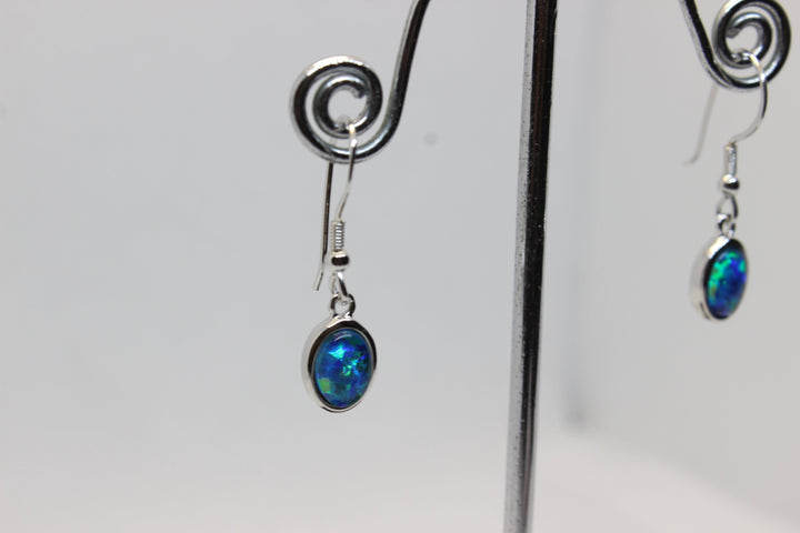 Australian Triplet Opal Hanging Earrings in Sterling Silver Setting Earrings Australian Opal House 