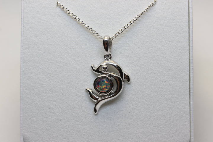 Australian Triplet Opal Pendant in Sterling Silver Dolphin Setting Pendant Australian Opal House Fire 