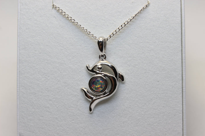 Australian Triplet Opal Pendant in Sterling Silver Dolphin Setting Pendant Australian Opal House 