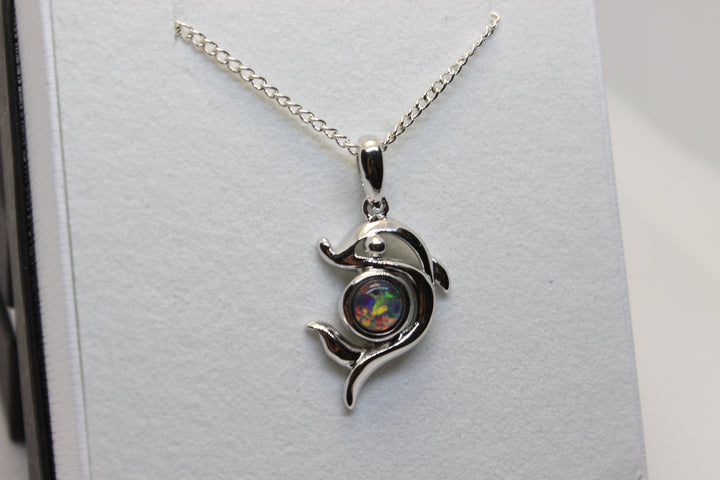 Australian Triplet Opal Pendant in Sterling Silver Dolphin Setting Pendant Australian Opal House 