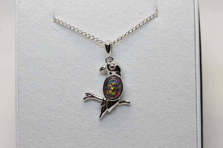 Australian Triplet Opal Pendant in Sterling Silver Bird Setting Pendant Australian Opal House Fire 