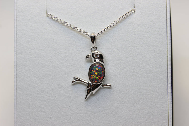 Australian Triplet Opal Pendant in Sterling Silver Bird Setting Pendant Australian Opal House 