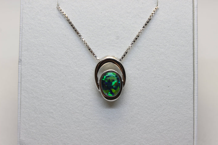 Australian Triplet Opal Pendant in Sterling Silver Setting Pendant Australian Opal House Green 