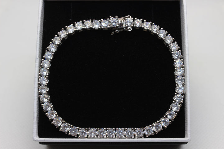 Cubic Zirconia Tennis Bracelet Sterling Silver Setting Bracelet aopal Square Setting 