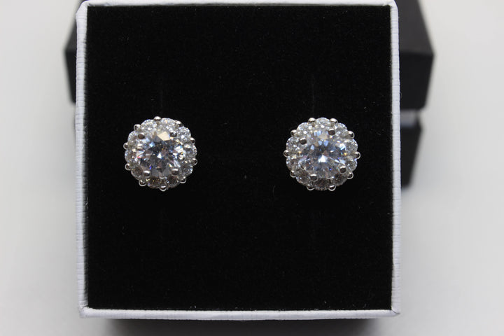 Cubic Zirconia Earrings Sterling Silver Setting Earrings aopal 