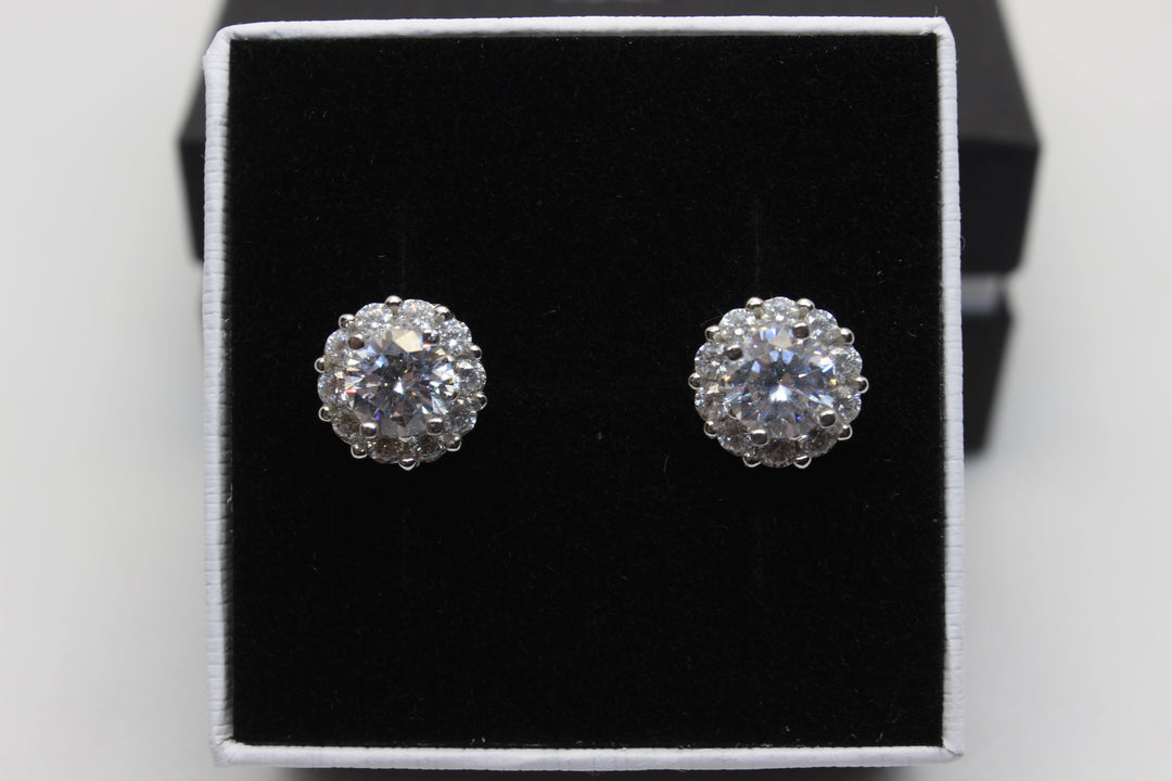 Cubic Zirconia Earrings Sterling Silver Setting Earrings aopal 