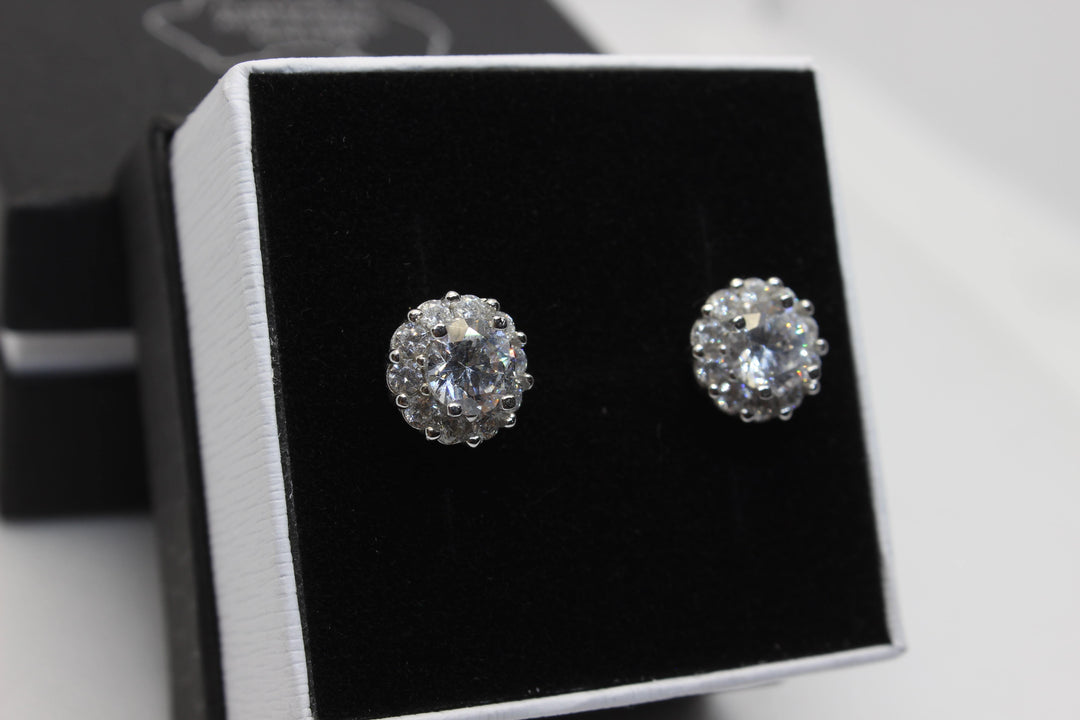 Cubic Zirconia Earrings Sterling Silver Setting Earrings aopal 