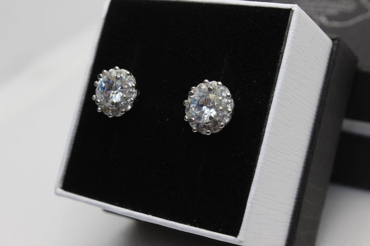 Cubic Zirconia Earrings Sterling Silver Setting Earrings aopal 