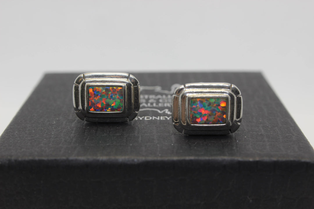 Australian Triplet Opal Cufflink Sterling Silver Setting Cufflink Australian Opal House 