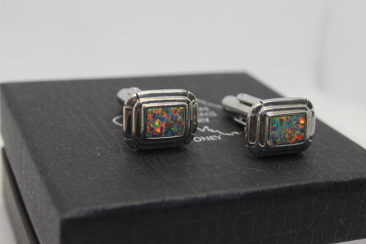 Australian Triplet Opal Cufflink Sterling Silver Setting Cufflink Australian Opal House 