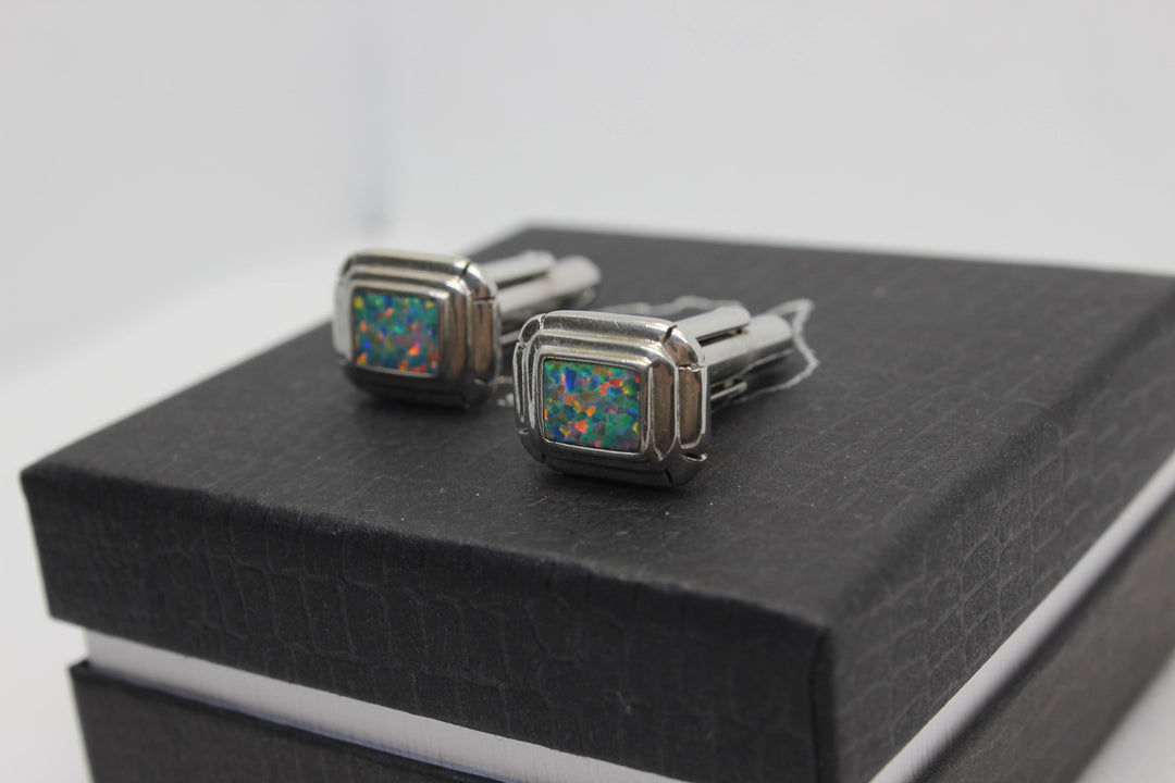 Australian Triplet Opal Cufflink Sterling Silver Setting Cufflink Australian Opal House 