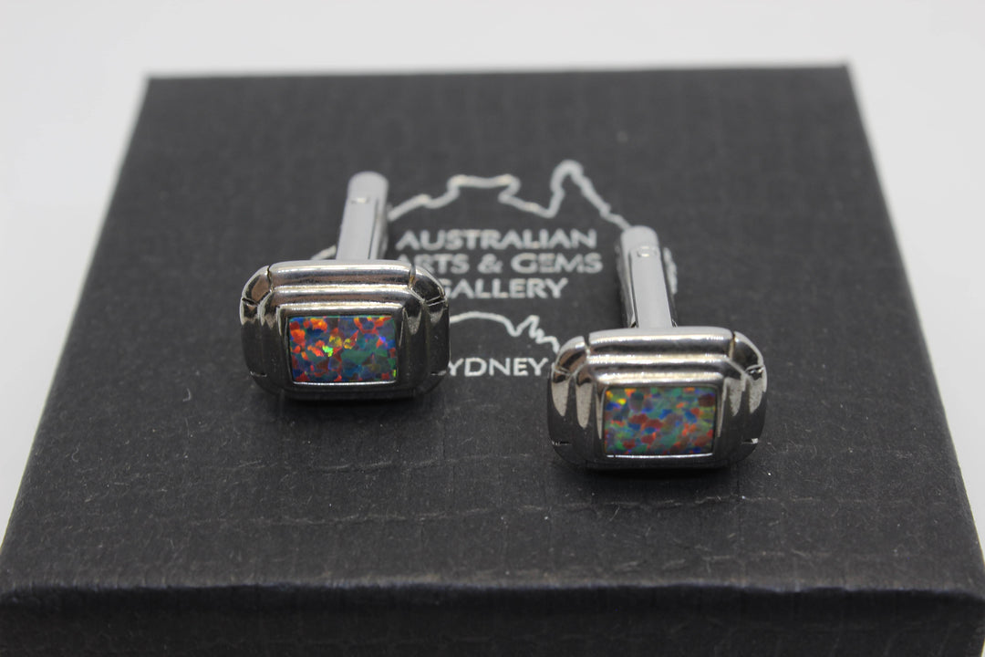 Australian Triplet Opal Cufflink Sterling Silver Setting Cufflink Australian Opal House 