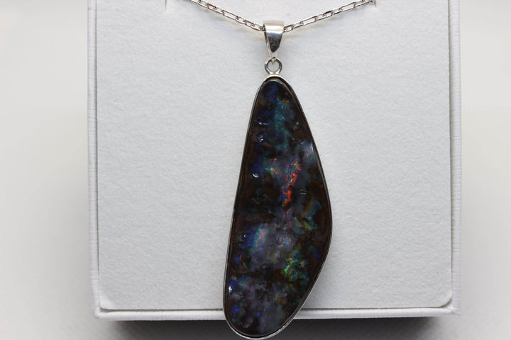 Australian Boulder Opal Pendant in Sterling Silver Setting Pendant Australian Opal House 