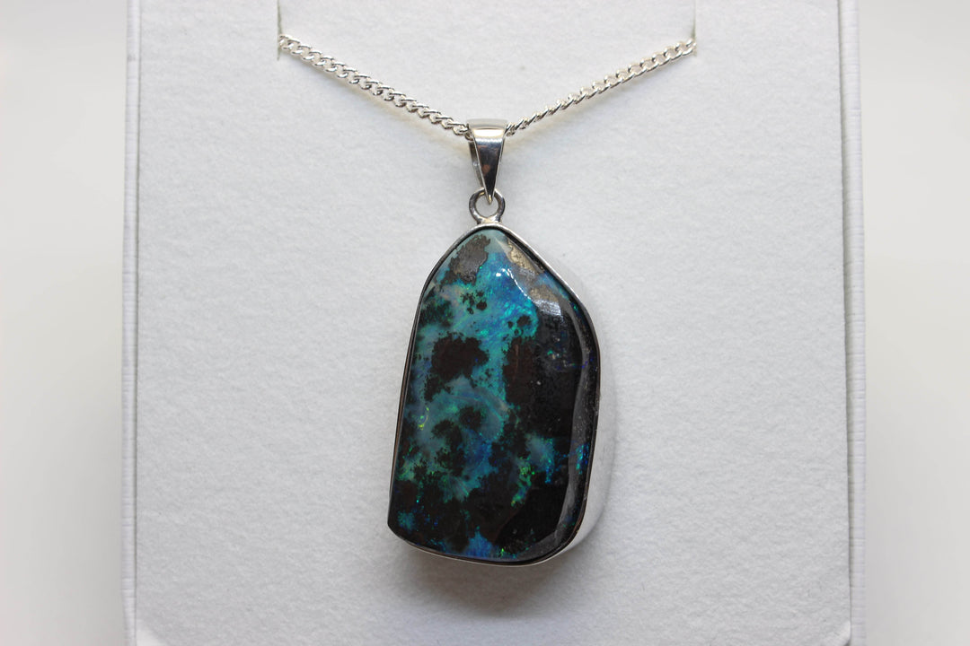 Australian Boulder Opal Pendant in Sterling Silver Setting Pendant Australian Opal House 