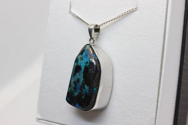 Australian Boulder Opal Pendant in Sterling Silver Setting Pendant Australian Opal House 