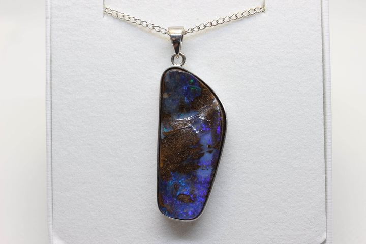 Australian Boulder Opal Pendant in Sterling Silver Setting Pendant Australian Opal House 