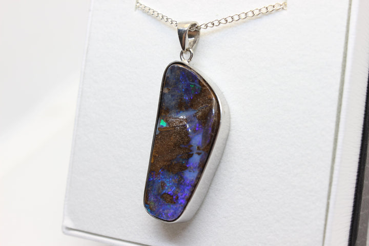 Australian Boulder Opal Pendant in Sterling Silver Setting Pendant Australian Opal House 