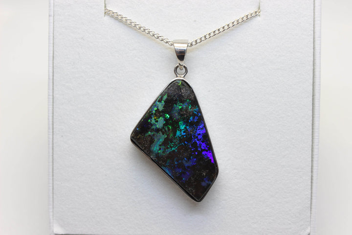 Australian Boulder Opal Pendant in Sterling Silver Setting Pendant Australian Opal House 