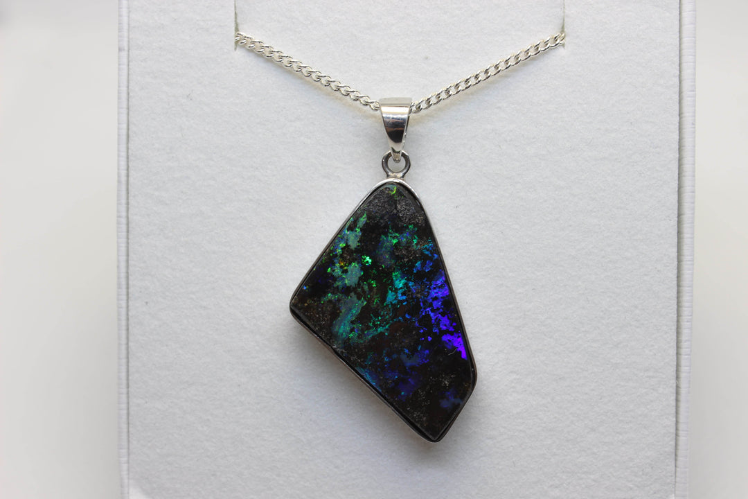 Australian Boulder Opal Pendant in Sterling Silver Setting Pendant Australian Opal House 