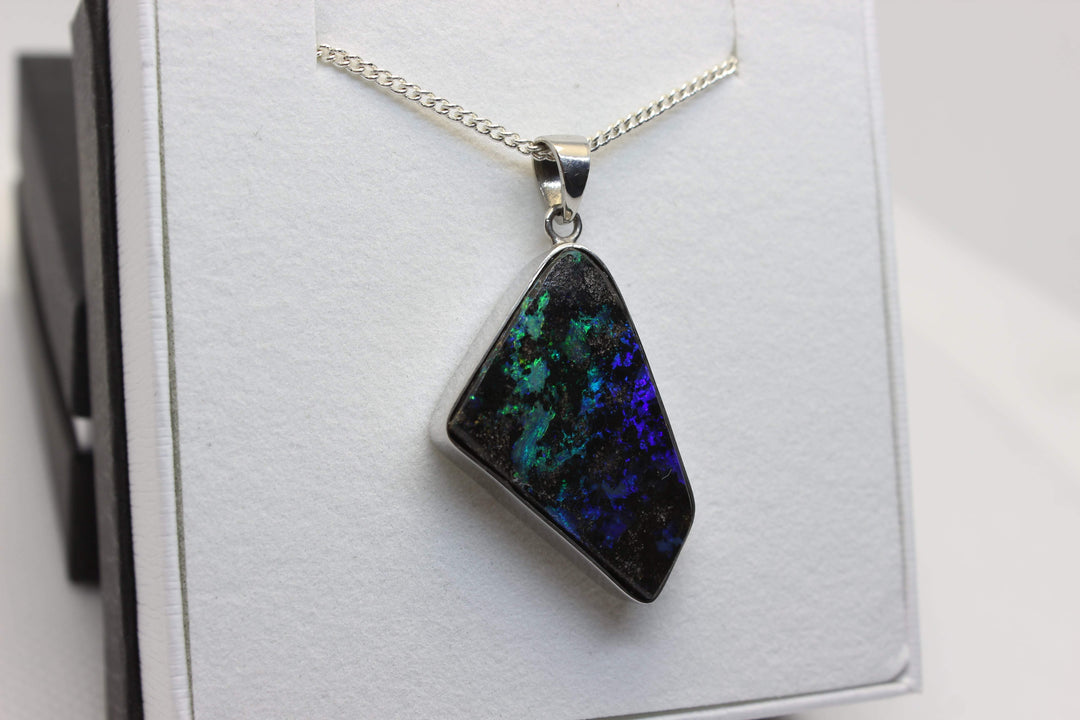 Australian Boulder Opal Pendant in Sterling Silver Setting Pendant Australian Opal House 