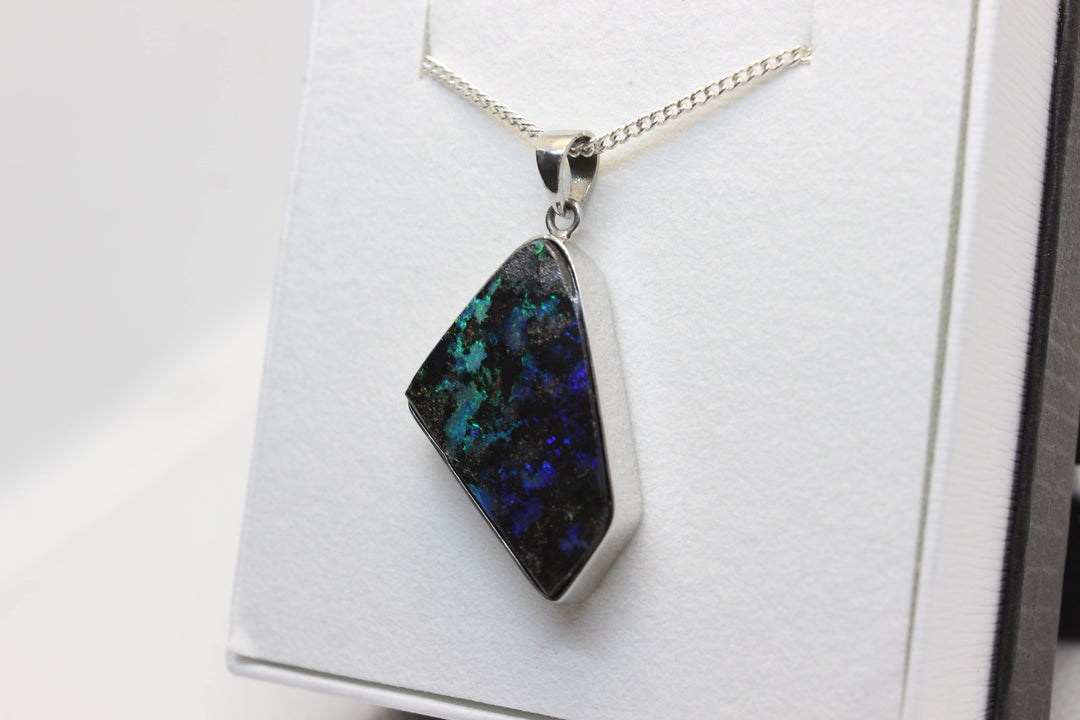 Australian Boulder Opal Pendant in Sterling Silver Setting Pendant Australian Opal House 