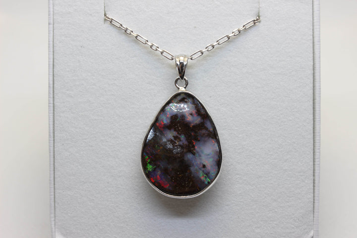 Australian Boulder Opal Pendant in Sterling Silver Setting Pendant Australian Opal House 